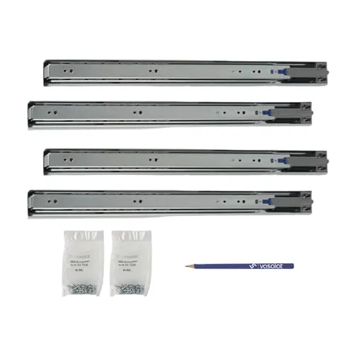 Schubladenschienen 450mm softclose Kugelführung - Vollauszug mit integrierter Dämpfung, 32-Systemlochung - 2 Paar