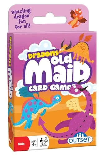 Outset Media Kartenspiel Dragons Old Maid - Der Klassiker der alten Zimmerfrau mit Drachen, präsentiert auf 37 übergroßen Karten für 2-4 Spieler ab 4 Jahren