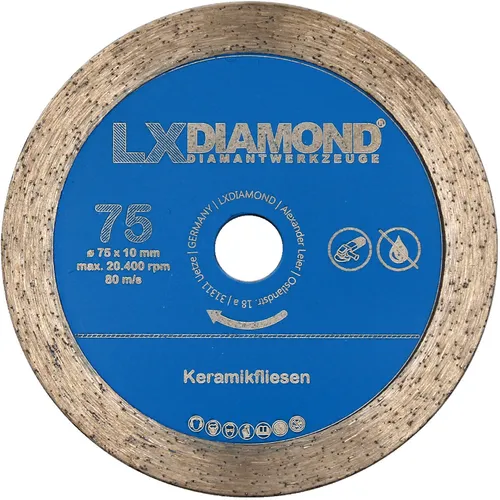 LXDIAMOND Diamant-Trennscheibe 75mm Keramik Fliesen passend f Bosch GWS 12V 76mm