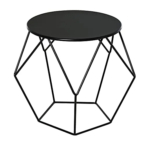 HOMCOM Beistelltisch mit Metallkorb, rund 51 x 51 x 44 cm