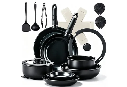 Fine Life Pro Topf-Set Alu-Kochgeschirrset, 23 Teile, abnehmbarer Griff