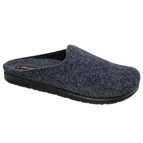 Fischer Herren Pantoffel Filz Hausschuh mit herausnehmbaren Einlagen, Größe: 43 EU, Farbe: Blau - Herren-Hausschuhe aus hochwertigem Filz mit herausnehmbarer Decksohle für individuelle Einlagen. Bequem und flexibel für entspannte Tage zu Hause.
