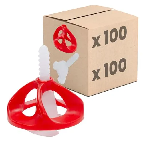 Dalsys Fliesen Nivelliersystem 2mm Set: 200tlg., 100 Laschen + 100 Hauben - Ausgleichsmasse - Ergonomisches Verlegehilfe-Set für präzises Fugenbild und einfache Montage ohne Werkzeug, ideal für Fliesenleger und DIY-Projekte.