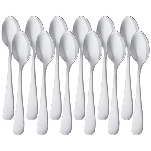 Amazon Basics Kaffeelöffel aus Edelstahl mit rundem Rand, 13,3 cm, 12er-Pack