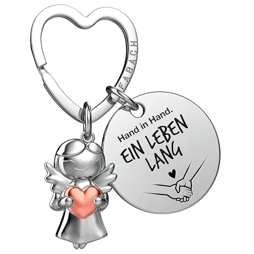 FABACH Schutzengel Schlüsselanhänger mit Herz und Gravur von FABACH