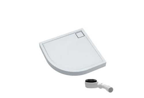 Aquabad® Duschwanne Komplettset FINCA, Viertelkreis, Acryl, 1-St., Duschwanne + Ablaufgarnitur, 80x80 cm