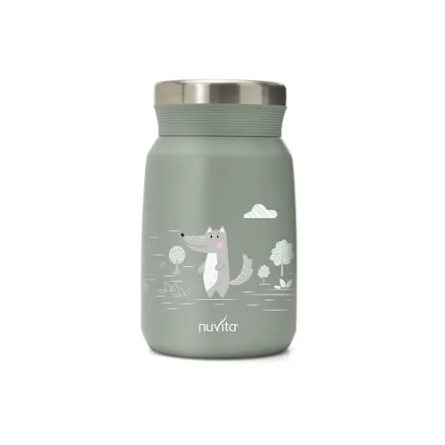 Nuvita 4472 | Thermoskanne für warme und kalte Speisen | Thermobehälter für warme Lebensmittel | Babynahrungsbehälter | Thermobehälter für Kinder, Thermobehälter für Kinder | Sage Green