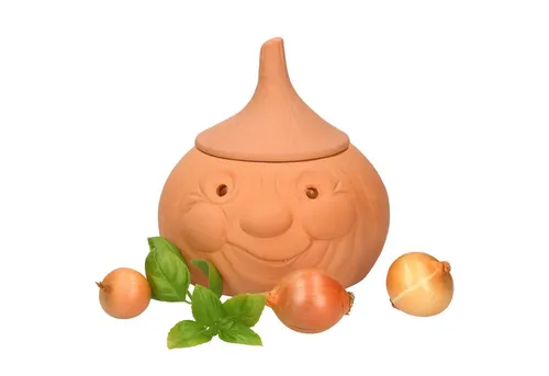MamboCat Vorratsglas Zwiebeltopf Onni Terrakotta - Frischhaltedosen aus robustem Steingut in stilvollem Braun, ideal zur Aufbewahrung von Zwiebeln und Knoblauch.