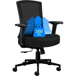 SeedWave Ergonomischer Bürostuhl mit Lordosenstütze - Bürostuhl mit 200KG Belastbarkeit und atmungsaktivem Mesh für maximalen Komfort, ideal für lange Arbeitsstunden im Büro oder Home Office.