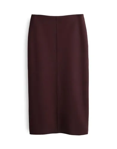 OPUS Damen Midirock RUDILA - Bleistiftrock mit Komfortbund in Dark Grape, Größe 34 - Röcke für Damen, schmal geschnitten mit hochwertigem Sweatware für ein angenehmes Tragegefühl und vielseitige Kombinationsmöglichkeiten.