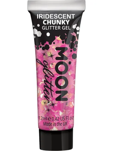 Smiffys Iridescent Chunky Glitter Gel – Schimmerndes Pink für Gesicht & Körper