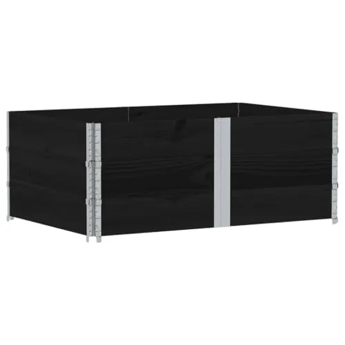 vidaXL Paletten-Aufsatzrahmen 3 Stk. Schwarz 150x100 Massivholz Kiefer - Ecksofas: Robuster und stabiler Rahmen aus massivem Kiefernholz, ideal für vielseitige Anwendungen wie Hochbeete, mit klappbarem Design für platzsparenden Transport.