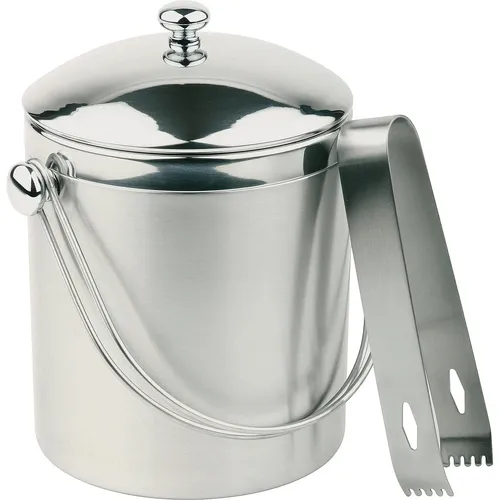 APS Eiseimer mit Zange Edelstahl 1 l 14cm - Bar & Cocktail: Doppelwandiger Eiseimer aus 18/8 Edelstahl mit praktischer Zange – ideal für stilvolle Getränke und Partys.
