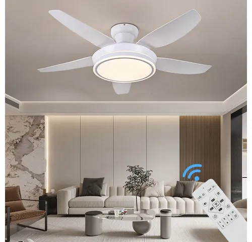 Eurotondisplay Deckenventilator Deckenventilator LED Beleuchtung 6 Geschwindigkeiten timer 2 Stunden, Lichtfarbe und Helligkeit stufenlos einstellbar