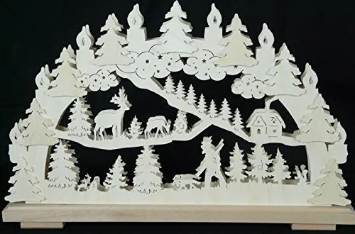 Schwibbogen Jäger im Wald in beige von Rudolphs Schatzkiste