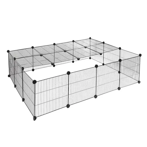 EUGAD Freigehege Indoor DIY Laufstall 147x111x37cm - Käfige, Auslauf & Gehege - Flexibles und sicheres Freigehege für Kaninchen, ideal für drinnen, fördert die Bewegungsfreiheit und das Wohlbefinden Ihrer Haustiere.
