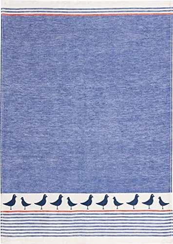 KRACHT Halbleinen Geschirrtuch Jacquard Nordsee Marineblau Größe ca. 50x70cm