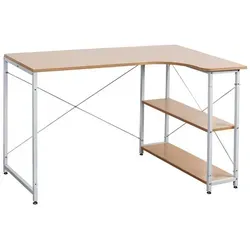 Woltu Schreibtisch, Geräumiger Arbeitstisch mit zwei Ablagen