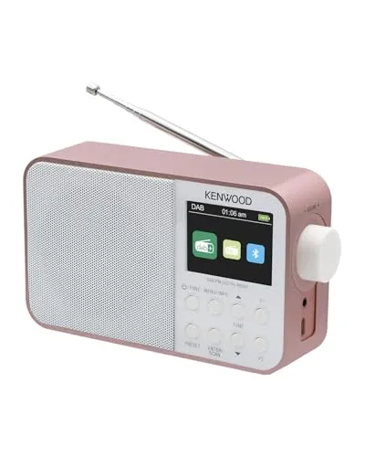 KENWOOD CR-M30DAB-R Tragbares Radio - Radios mit DAB+ und UKW, kompaktes Design, 6.1 cm Farbdisplay für einfache Senderauswahl, flexibel durch Netzteil oder integrierten Akku.