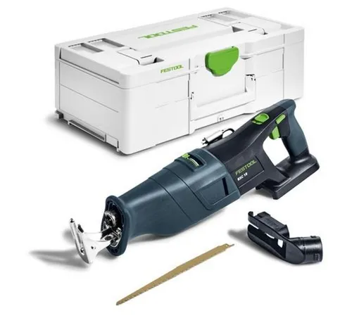 Festool Säbelsäge RSC 18 EB-Basic, akkubetrieben, 18V - Sägen mit bis zu 230mm Schnittleistung, 180° drehbares Sägeblatt für flexibles Arbeiten. Inklusive Transportkoffer, ideal für Profis und Heimwerker.