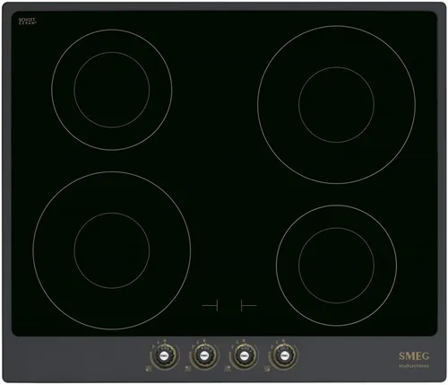 Induktionskochfeld SI764AOM von SMEG - Kochfeld der Kategorie Induktionskochfelder, 60 cm breites Cortina-Design mit eleganter Anthrazit-Oberfläche für modernes Kochen.