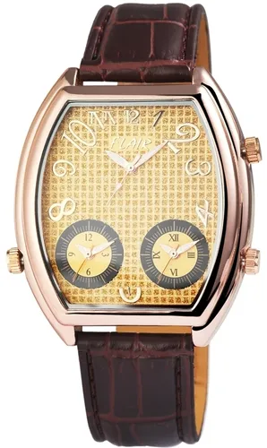 Flair Herrenuhr mit Echtlederarmband - Braun - Elegante Analog Herrenuhr mit Hochwertigem Quarzwerk. Das 22 mm breite Echtlederarmband sorgt für Komfort, während das Metallgehäuse mit Mineralglas und Crystal-Besatz stilvolle Akzente setzt. Druckgeprüft bis 3 ATM.