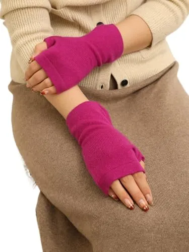 Prettystern Kaschmir Cashmere Pulswärmer Hand-Stulpen handgelenk-wärmer Damen Fingerlose Wirst Handschuhe Purpur Lila Violett