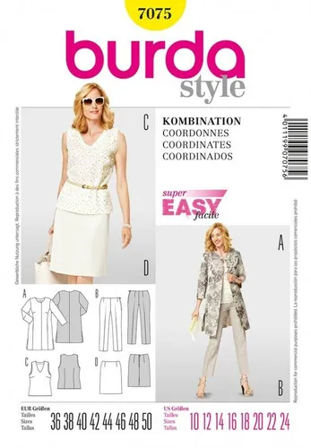 BURDA 7075 DAMEN KOORDINATEN Nähmuster Größen 10