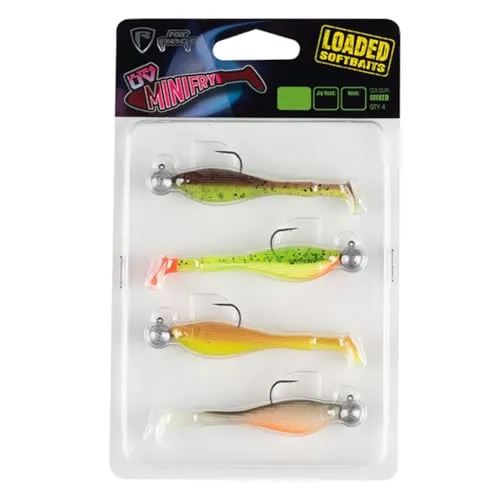 Fox Rage Mini Fry Mixed UV Colour Pack 7cm 5g 1/0-4 Gummifische zum Barschangeln, Gummiköder zum Jiggen, Barschköder
