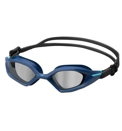 Aqua Speed Cyclone Schwimmbrille für Triathleten | Antibeschlag & UV-Schutz | Silikon Doppelband | Mikrofaserhandtuch & Zubehör | Cyclone 10 Blau