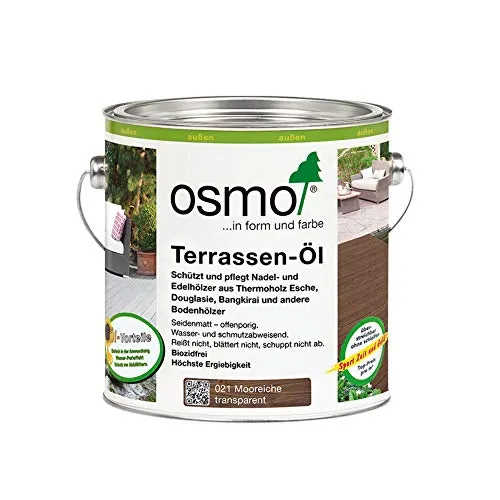 OSMO Terrassenöl - Garapa, Douglasie, Bangkirai, Teak-Öl - Holzöle für Außenanwendungen, seidenmattes Finish, schützt und pflegt Holzoberflächen, erhältlich in 0,75L und 2,5L.