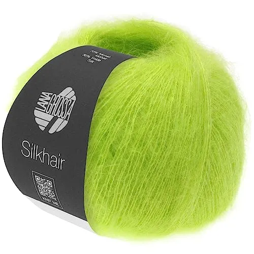 LANA GROSSA Silkhair | Feines Lace-Garn aus Superkid Mohair mit Seide | Handstrickgarn aus 70% Mohair (Superkid) & 30% Seide | 25g Wolle zum Stricken & Häkeln | 210m Garn FB 157