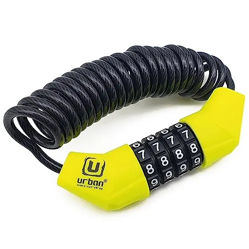 URBAN UR446 Vorhängeschloss Helm Motorrad Fahrrad Roller Rollendes Stahlkabel mit Kombinationscode Ø4, 150cm Kette Leichtes Anti-Diebstahlschloss Mini Ausziehbares Fahrrad