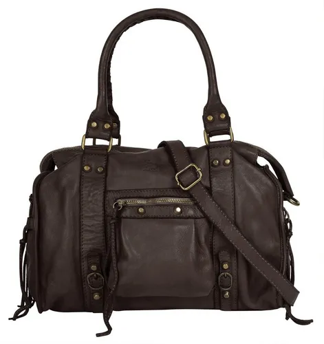 Samantha Look Shopper Echt Leder Damen - Vintage Umhängetasche aus Italien - Damen-Shopper aus 100% Echtleder, langlebig und stilvoll. Mit verstellbarem Tragegurt und praktischen Fächern für Smartphone & Schlüssel.