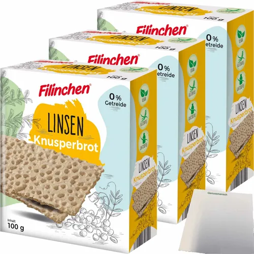 Filinchen Linsen Knusperbrot Glutenfrei vegan 3er Pack 3x100g Packung
