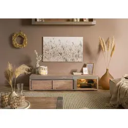 TV-Board Akazie 180x48x39 beige lackiert Amsterdam #101 - TV-Lowboard aus hochwertiger Akazie, bereits vollständig montiert und ideal für stilvolle Wohnzimmergestaltung.