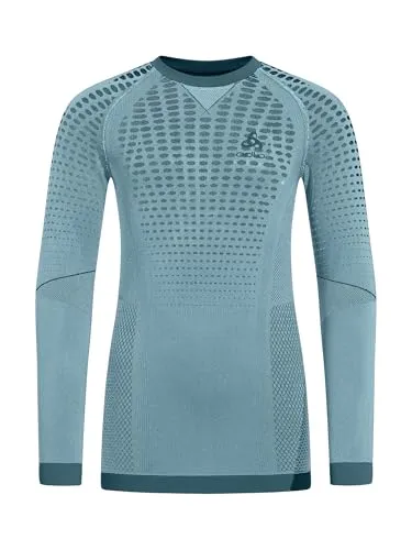 Odlo Performance Warm Kids' Long-sleeve Base Layer Top provincial blue (21090) 140 - Sportunterwäsche für Kinder, bietet hervorragende Wärmeisolation und Atmungsaktivität mit ZeroScent-Technologie für frischen Tragekomfort bei allen Aktivitäten.