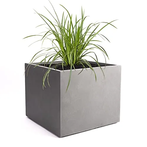 Pflanzwerk® Pflanzkübel Cube Grau 23x23x23cm *Frostbeständiger Blumenkübel* *UV-Schutz* *Qualitätsware*
