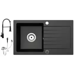 Faizee Möbel Granitspüle 76x44 mit Spiralarmautatur