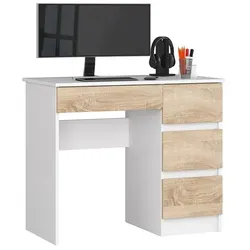 Raumhirsch Furniture Schreibtisch A-7, Weiß/Sonoma Eiche, 90x77x50 cm