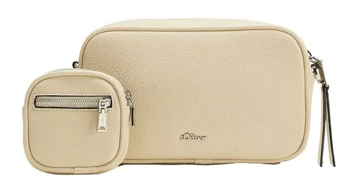 s.Oliver Umhängetasche Set, 2-tlg - Beige Umhängetasche mit verstellbarem Schulterriemen und praktischer Utensilientasche, ideal für Freizeit und Alltag.