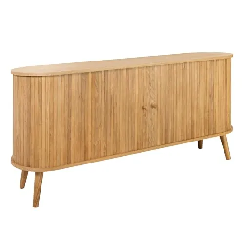 riess-ambiente Sideboard VALHALLA WOOD 160cm natur – Elegantes Möbelstück mit 2 Schiebetüren - Schickes Sideboard in Eiche mit 4 Fächern für stilvolle Aufbewahrung. Perfekt für dein Wohnzimmer, vermittelt Retro-Charme und schafft Platz für Entspannung.
