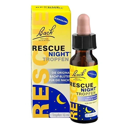 RESCUE NIGHT® alkoholfreie Tropfen – Original Bach®-Blüten mit RESCUE® Mischung & White Chestnut – traditionelle Pipettenflasche