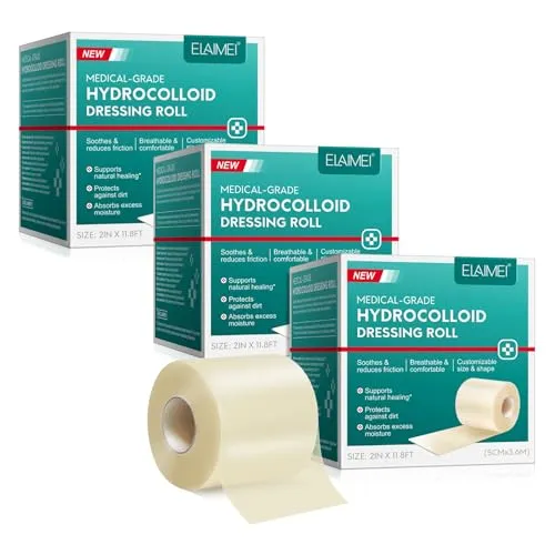 P-Beauty Hydrocolloid Wundenpflaster - Zuschneidbare, selbstklebende Rolle für optimale Wundversorgung (3 Rollen 3,6 m x 5 cm) - Unser Hydrocolloid Wundenpflaster schützt zuverlässig Schnitt-, Schürf- und Brandwunden. Die wasserfeste Rolle ist flexibel zuschneidbar und passt sich perfekt an Körperkonturen an, ideal für Alltag und Outdoor-Aktivitäten.