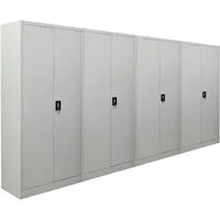PROREGAL MegaDeal 4x Flügeltürenschrank ELEPHANT Mit 2 Türen Abschließbar HxBxT 180x80x40cm 4 Ebenen Stahl Pulverbeschichtet Lichtgrau Aktenschrank