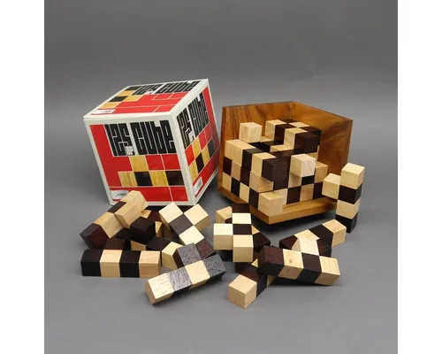 ROMBOL Denkspiele Spiel 125er-Cube - herausforderndes Denkspiel aus edlem Holz für Knobel-Fans, 3D-Puzzle, Holzspiel