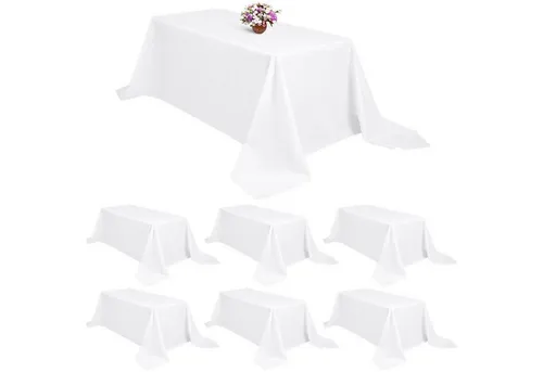 LuxusKollektion Tischdecke Tischdecke Polyester rechteckig Hochzeit Weiß 6 Stück 229 cm x 335 cm