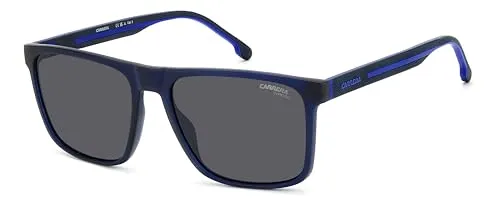Carrera 8064/S Herren-Sonnenbrille - Stilvolle Vollrand-Sonnenbrille in Blau - Sonnenbrillen für Herren mit blauem Kunststoff-Gestell und grauen Polycarbonat-Gläsern - idealer Schutz und zeitloses Design für jeden Anlass.