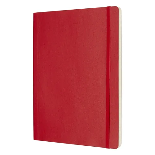 Notizbuch XL 19x25cm - Liniert & Softcover in Scharlachrot - Blöcke & Formulare - Weicher Einband mit Gummiband, Lesezeichen und praktischer Falttasche für optimalen Komfort und Organisation.