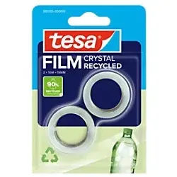 tesa Klebeband tesafilm Eco & Crystal 59038 Transparent 19 mm (B) x 10 m (L) PET (Polyethylenterephthalat) Leise abrollbar 64% Recycelt 2 Rollen
